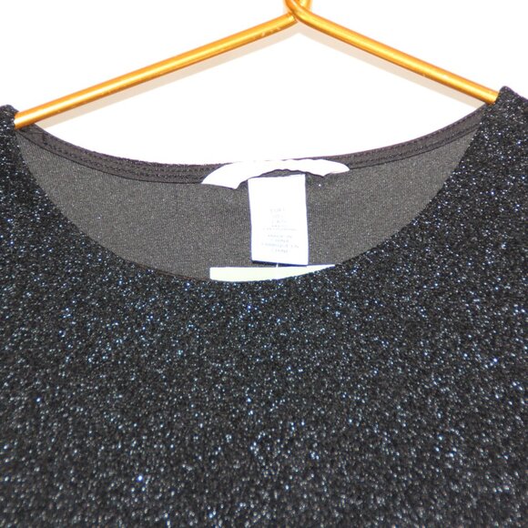 H&M Women's Black Sparkle Long Sleeve Bodysuit Size Large Snap Bottom NEW - Picture 4 of 9
